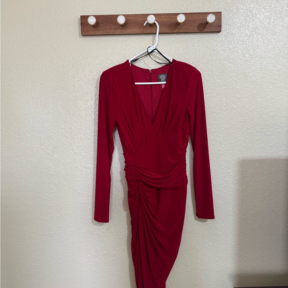 Vince Camuto Vibrant Red Long Sleeve Dress